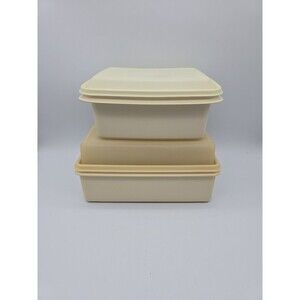 Vintage Beige Tupperware Loaf & Freeze & Save Containers